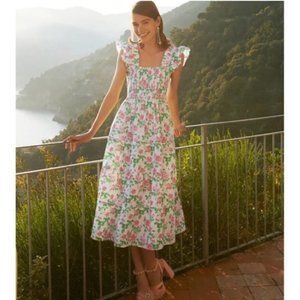 Tuckernuck Hill House Ellie Nap Dress Pink Roses Cotton Midi XS